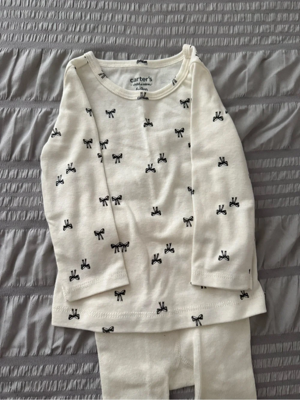 Carter's Black Bow-Strap Dress with Cream Top & Tights